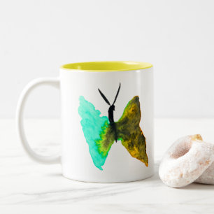 Butterfly watercolour aqua pretty Two-Tone coffee mug
