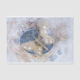 Butterfly Wedding Bridal White Gold Decoupage Tissue Paper