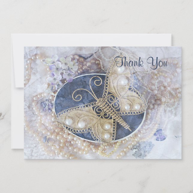 Butterfly Wedding Bridal White Gold Elegant (Front)