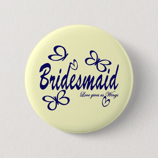 Butterfly Wedding/ Bridesmaid 6 Cm Round Badge (Front)
