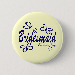 Butterfly Wedding/ Bridesmaid 6 Cm Round Badge