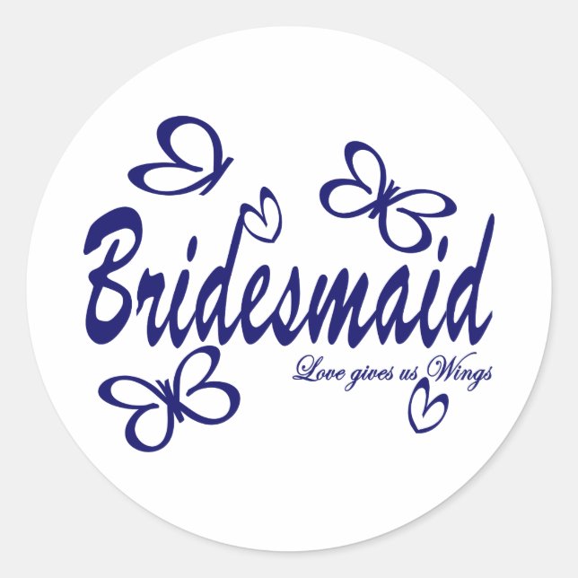 Butterfly Wedding/ Bridesmaid Classic Round Sticker (Front)