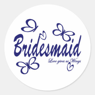 Butterfly Wedding/ Bridesmaid Classic Round Sticker
