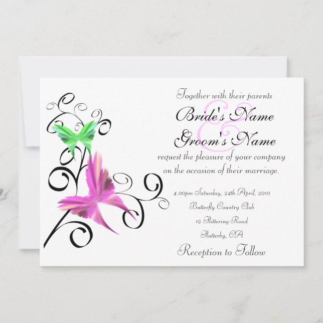 Butterfly Wedding Invitation (Front)