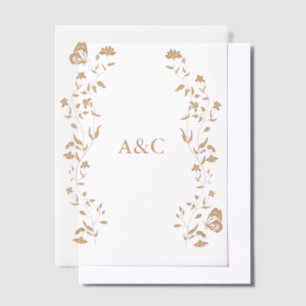 Butterfly Wedding Vellum Overlay Golden Invitations