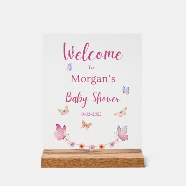 Butterfly Welcome Baby Shower Sign (Front)