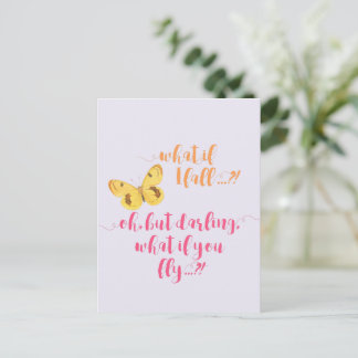 Butterfly What if I fall? - Inspirational postcard