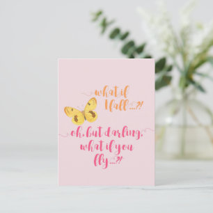 Butterfly What if I fall? - Inspirational Quote Postcard