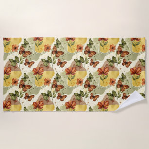 Butterfly Whispers in Earth Tones Beach Towel