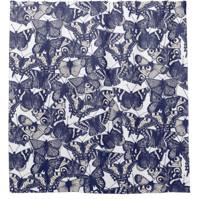 butterfly white shower curtain (Front)