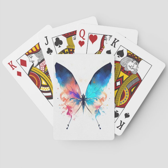 Butterfly Wild Nature Animal Color Art Painting Playing Cards (Back)