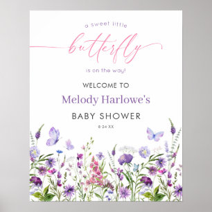 Butterfly Wildflower Baby Shower 16x20 Welcome Poster
