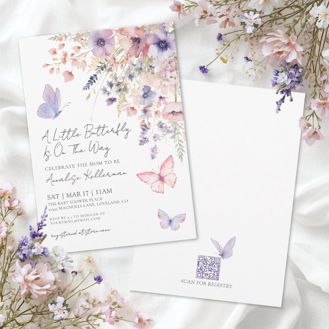 Butterfly Wildflower Baby Shower Invitation (Butterfly Wildflower Baby Shower Invitation)