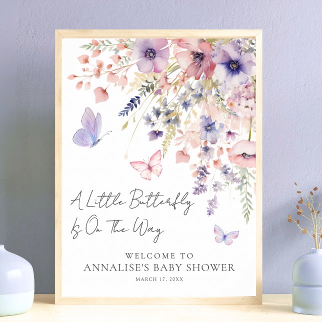 Butterfly Wildflower Baby Shower Poster (Butterfly Wildflower Baby Shower Poster)