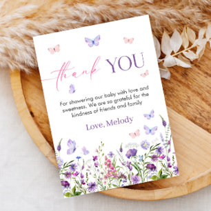 Butterfly Wildflower Baby Shower Thank You Card