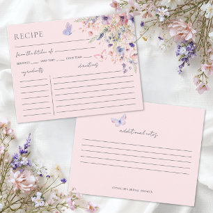 Butterfly Wildflower Blush Pink Recipe Enclosure Card