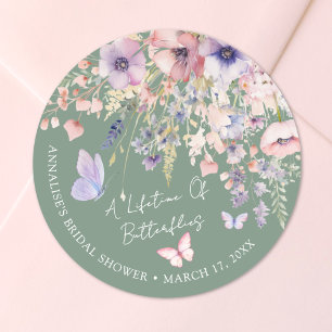 Butterfly Wildflower Bridal Shower Classic Round Sticker