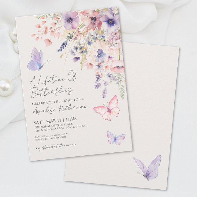 Butterfly Wildflower Bridal Shower Invitation (Butterfly Wildflower Bridal Shower Invitation)