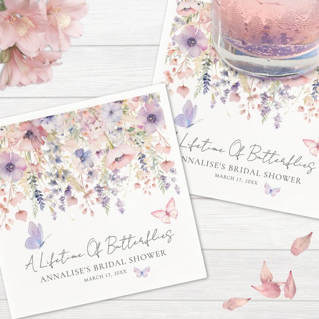 Butterfly Wildflower Bridal Shower Napkin (Butterfly Wildflower Bridal Shower Napkins )