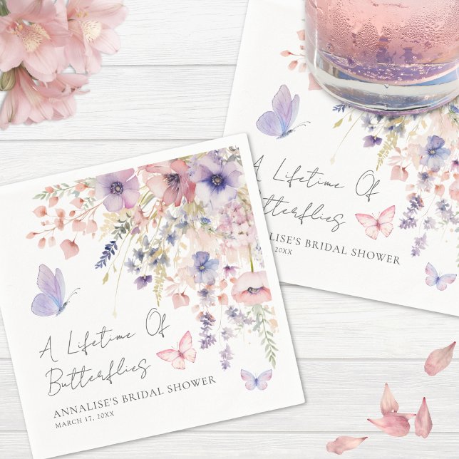 Butterfly Wildflower Bridal Shower Napkin (Butterfly Wildflower Bridal Shower Napkins)