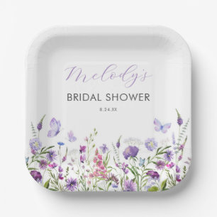 Butterfly Wildflower Bridal Shower Paper Plate