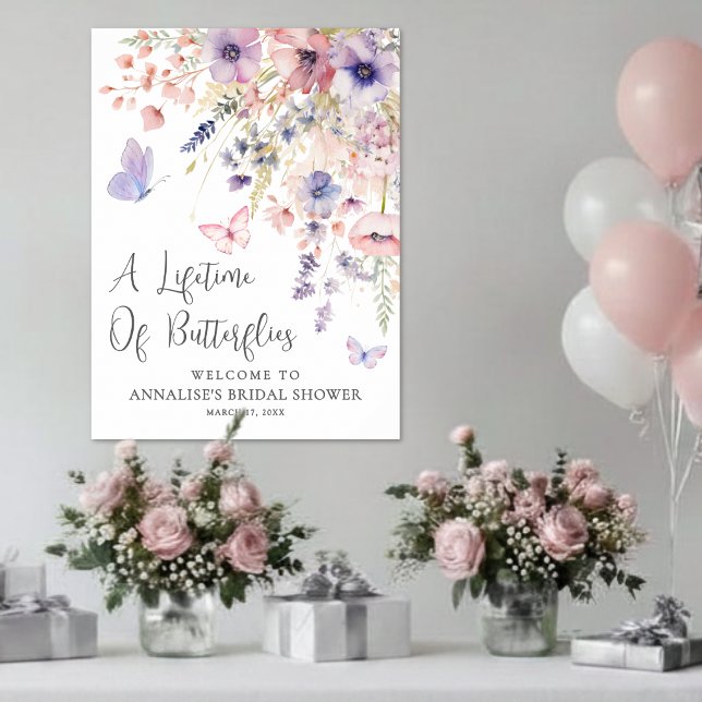 Butterfly Wildflower Bridal Shower Poster (Butterfly Wildflower Bridal Shower Poster)