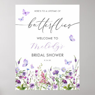 Butterfly Wildflower Bridal Shower Welcome 18x24 Poster