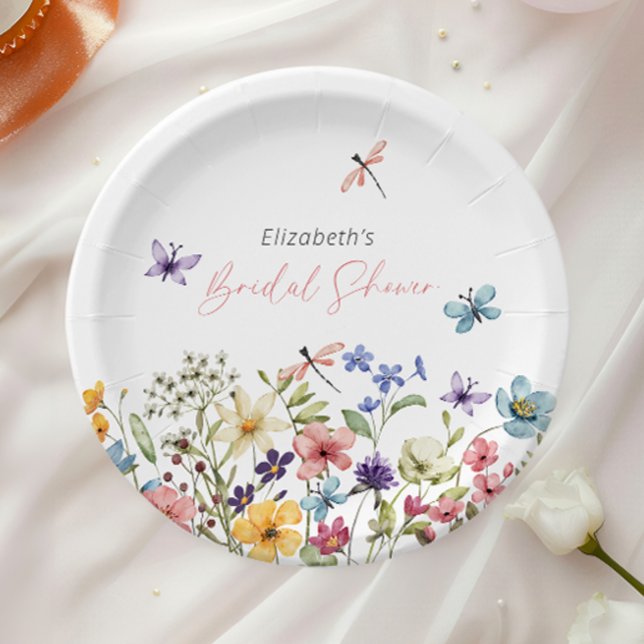 Butterfly Wildflower Garden Bridal Shower Paper Plate (Creator Uploaded)