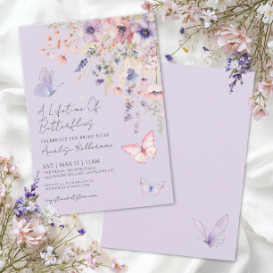 Butterfly Wildflower Purple Bridal Shower Invitation