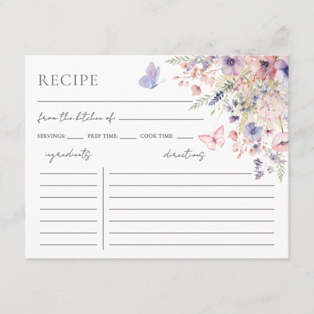Butterfly Wildflower Recipe Enclosure Card (Front)