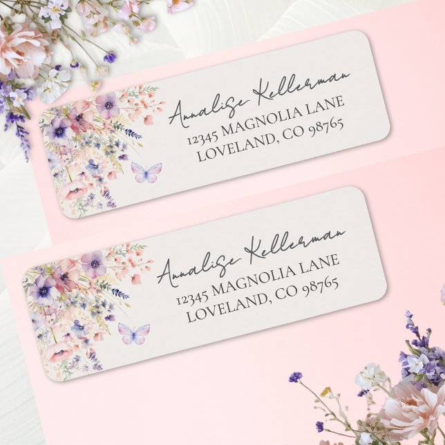 Butterfly Wildflower Return Address (Butterfly Wildflower Return Address Label)
