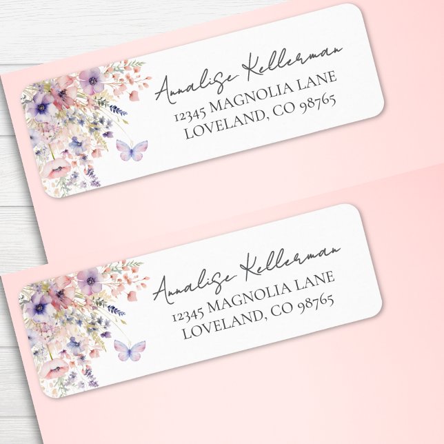 Butterfly Wildflower Return Address (Butterfly Wildflower Return Address label)