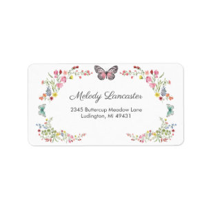 Butterfly Wildflower Return Address Label