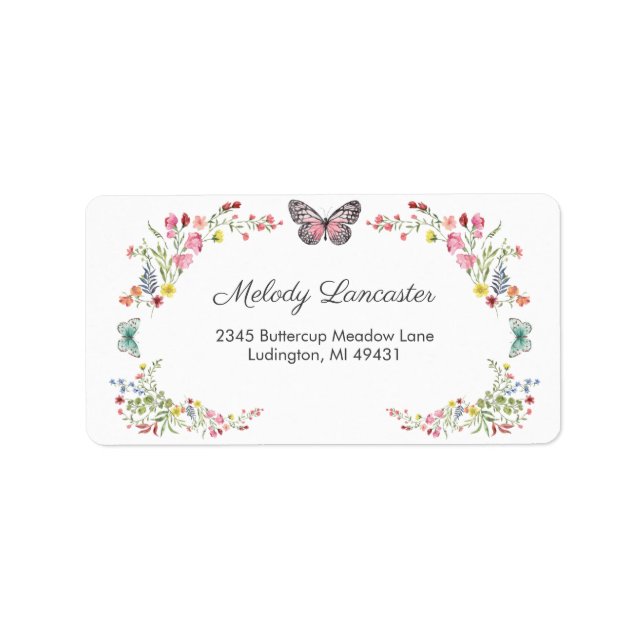 Butterfly Wildflower Return Address Label (Front)