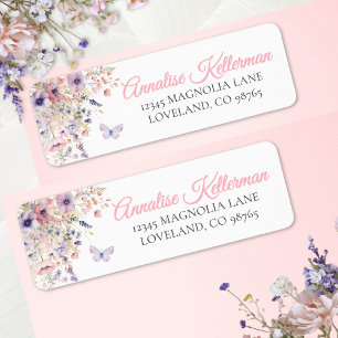 Butterfly Wildflower Return Address Label