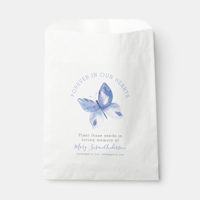 Butterfly Wildflower Seed Memorial Funeral Favour Bags (Front)