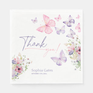 Butterfly Wildflower Thank You  Napkin