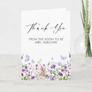 Butterfly Wildflower Thank YouFolded Greeting Card