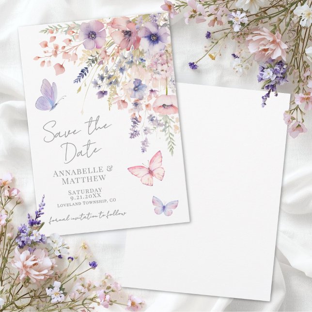Butterfly Wildflower Wedding Save The Date (Butterfly Wildflower Wedding Save the Date)