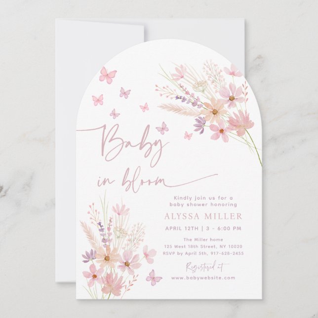 Butterfly Wildflowers Baby in Bloom Baby Shower Invitation (Front)