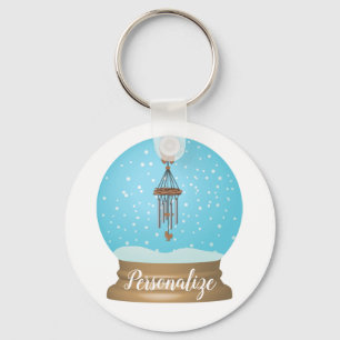 Butterfly windchime snow globe keychain