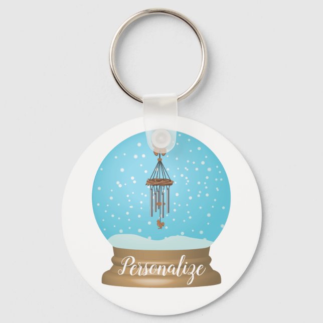 Butterfly windchime snow globe keychain (Front)