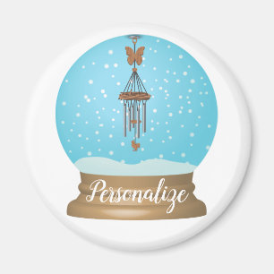 Butterfly windchime snow globe  magnet