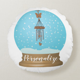 Butterfly windchime snow globe round cushion