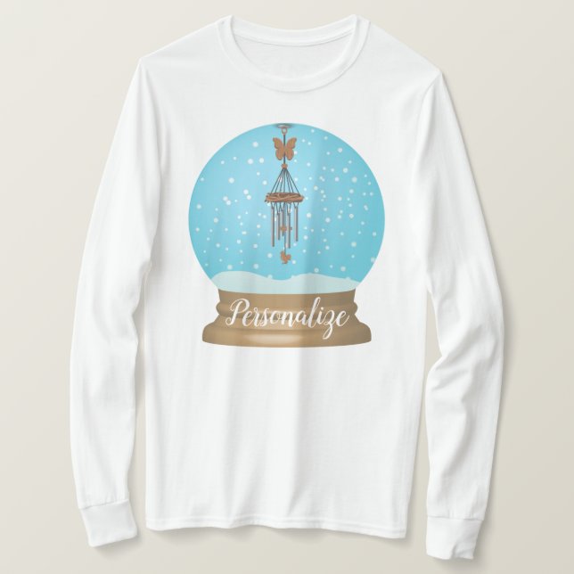 Butterfly windchime snow globe unique whimsical  T-Shirt (Design Front)
