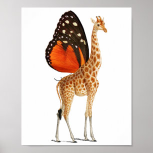 Butterfly winged giraffe poster
