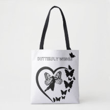 Butterfly Wings Heart Silhouette Tote Bag