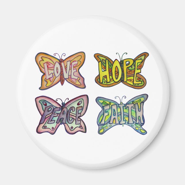 Butterfly Wings Word Art Inspiration Fridge Magnet (Front)