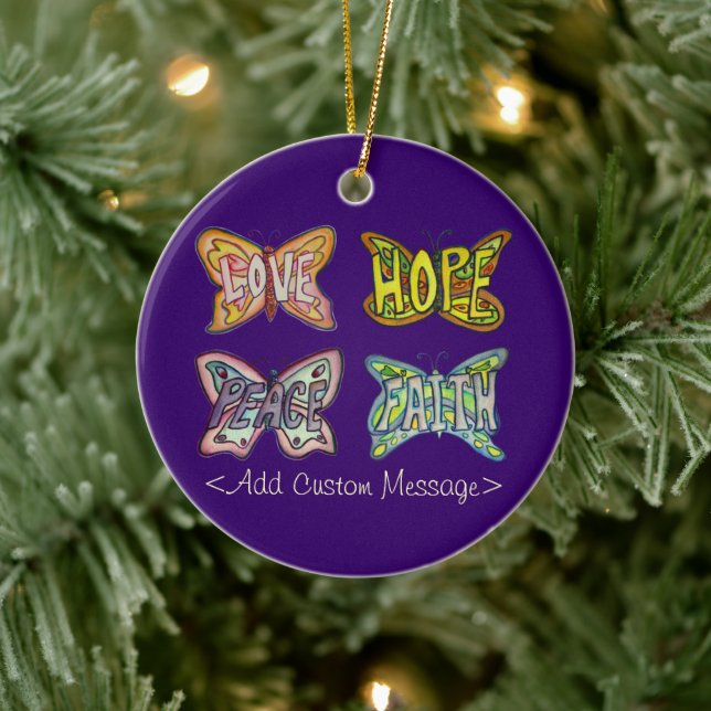 Butterfly Wings Word Art Pendant Ornaments (Tree)