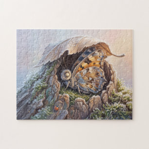 Butterfly Winter Rest in Hollow Tree Jigsaw Puzzle